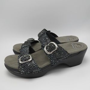 Dansko Sophie Sandals Slide Metallic Black
